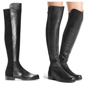 NWOT Stuart Weitzman 5050 Black Leather Over the knee boots Size 6 MSRP $795